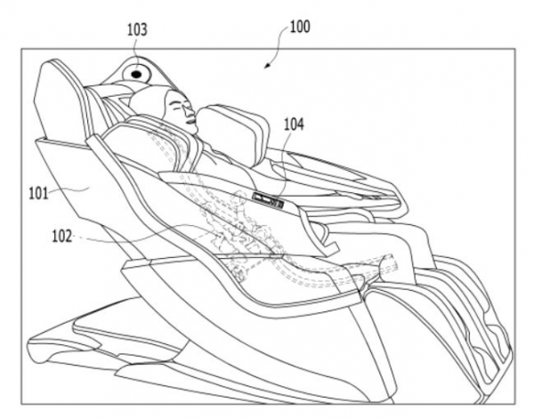 '브레인 마사지를 통해 집중력을 향상시키는 안마의자' 특허 도면. 사진=특허정보넷 키프리스 캡처