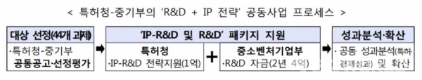 특허청-중기부의 ‘R&D + IP 전략’ 공동사업 프로세스. 표=특허청 제공