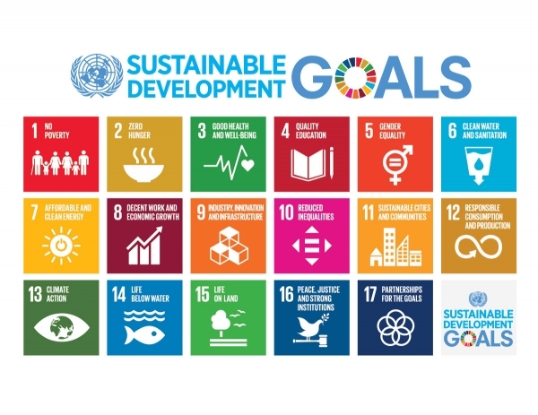 롯데그룹은 26일 서울 소공동 롯데호텔에서 진행된 ‘UN글로벌콤팩트 한국협회 정기총회’에서 ‘지속가능발전목표(SDGs; Sustainable Development Goals) CEO 지지 서약’에 국내 그룹사 중에서는 최초로 참여했다고 밝혔다. UN글로벌콤팩트 SDGs 17개 목표. 그림=롯데그룹 제공