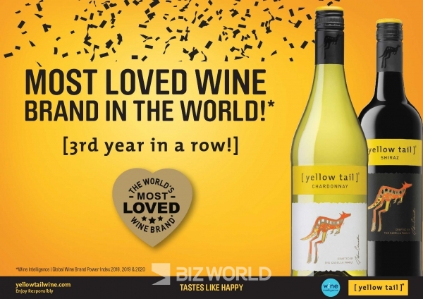 롯데칠성음료가 수입·판매하는 호주산 와인 '옐로우 테일'이 '세계 와인 파워 지수(The Global Wine Index)'에서 3년 연속 1위에 선정됐다고 17일 밝혔다. 사진=롯데칠성음료 제공