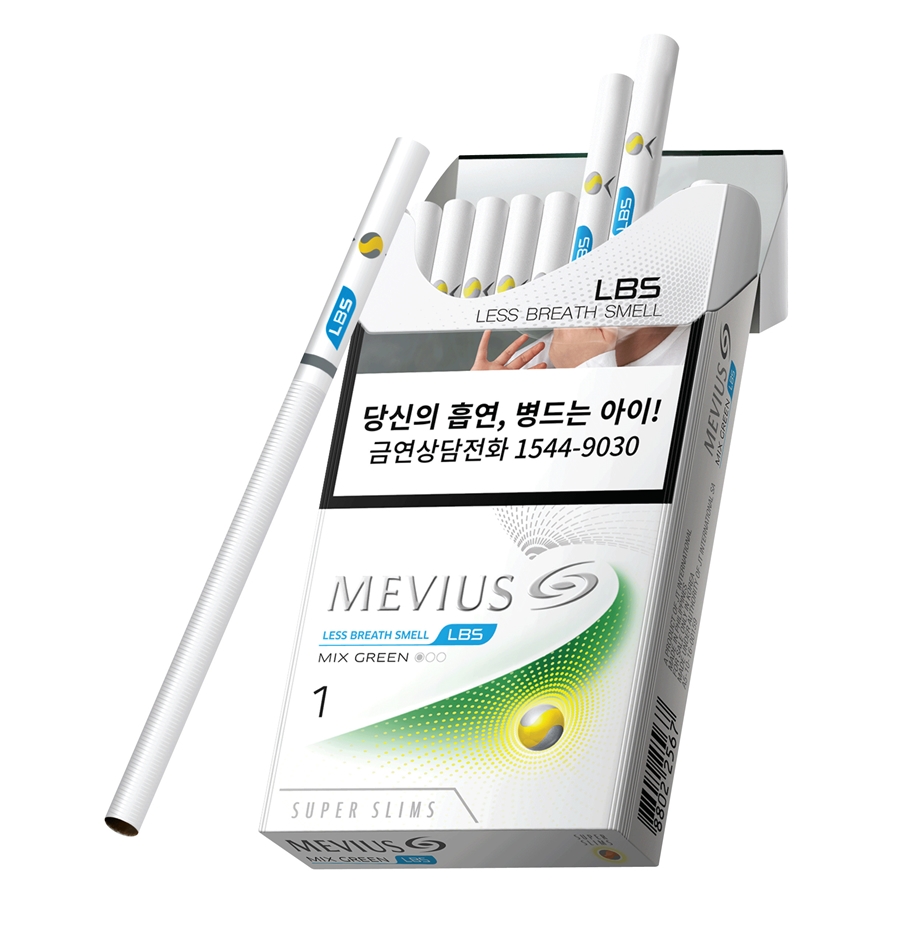 JTI코리아가 LBS(Less Breath Smell) 라인의 신제품 ‘메비우스(MEVIUS) LBS 믹스그린 수퍼슬림 1㎎’을 출시했다. 사진=JTI코리아 제공