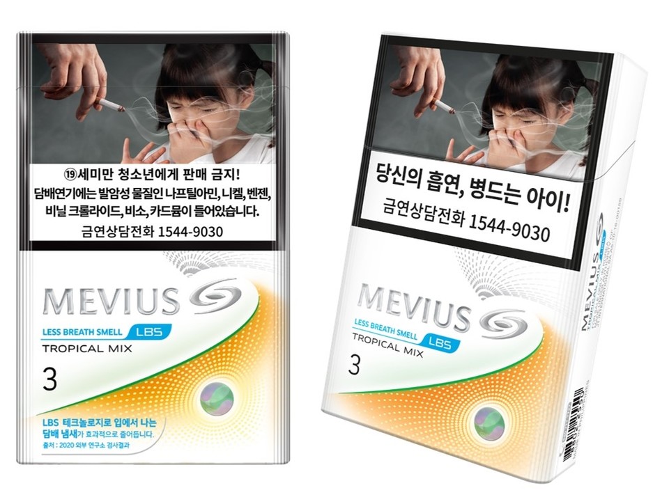 JTI 코리아가 LBS(Less Breath Smell) 라인의 신제품 ‘메비우스(MEVIUS) LBS 트로피컬 믹스 3㎎’을 최근 출시했다. 사진=JTI 코리아 제공