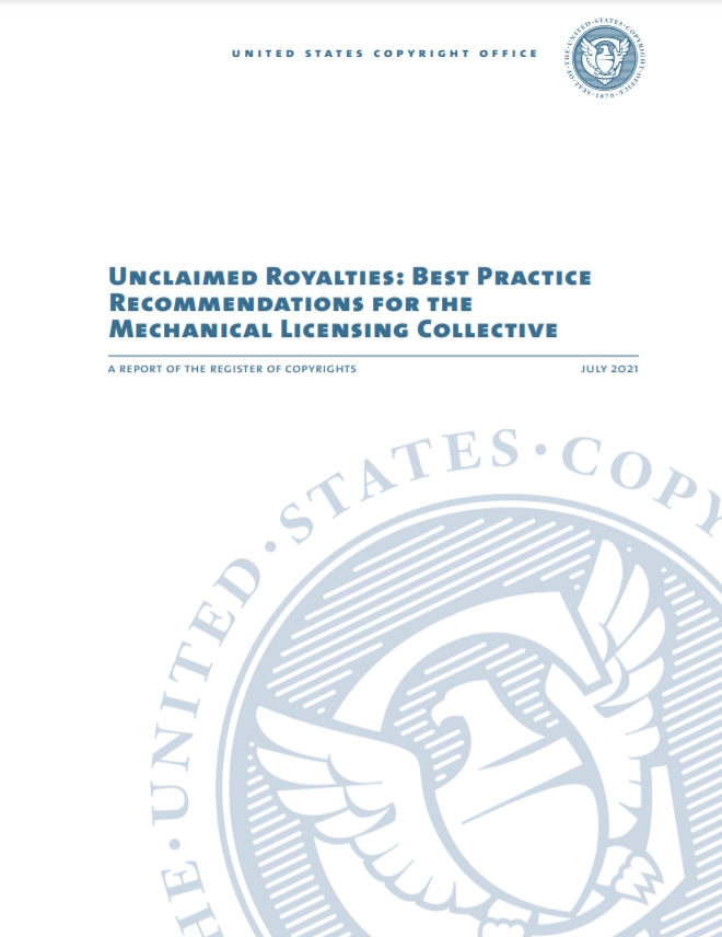 미국 저작권청(USCO)은 최근 ‘미분배 로열티: 음악저작권집중관리단체를 위한 모범사례 권고 (Unclaimed Royalties: Best Practice Recommendations for the Mechanical Licensing Collective)’ 보고서를 발표했다고 한국지식재산연구원이 20일 전했다. 사진=미국 저작권청(USCO) 홈페이지