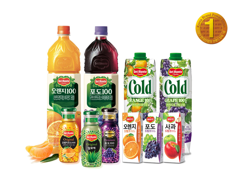 롯데칠성음료의 '델몬트주스' 등이 '2022 한국산업의 브랜드파워' 1위 브랜드로 선정됐다. 사진=롯데칠성음료