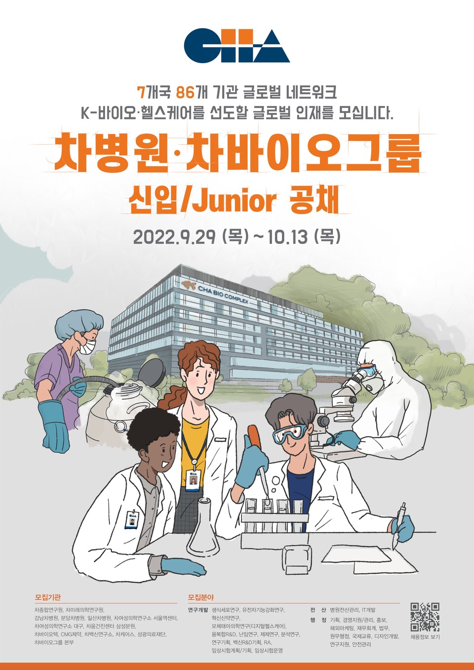 차병원·바이오그룹이 2022년 신입·Junior(주니어) 공채를 실시한다. 사진=차바이오그룹