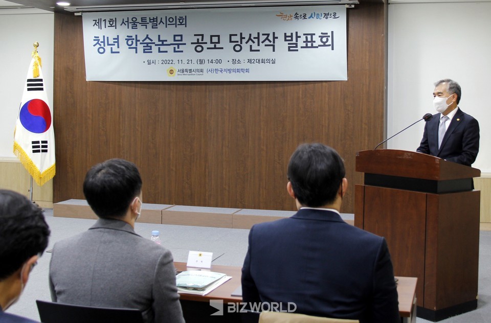 김현기 서울시의회 의장이 축사를 하고 있다. 사진=손진석 기자