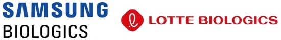 삼성바이오로직스(왼쪽), 롯데바이오로직스 CI. 사진=각 사.