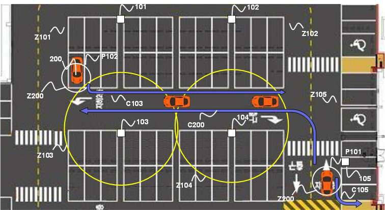 ‘주차 위치 운영 시스템’이 설치된 주차장을 나타낸 예시도. 그림=키프리스