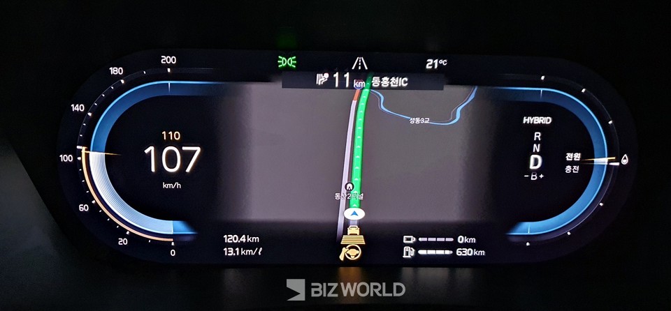 서울에서 출발해 양양고속도로 동홍천 나들목 인근에서 배터리가 모두 소모됐다. 사진=손진석 기자