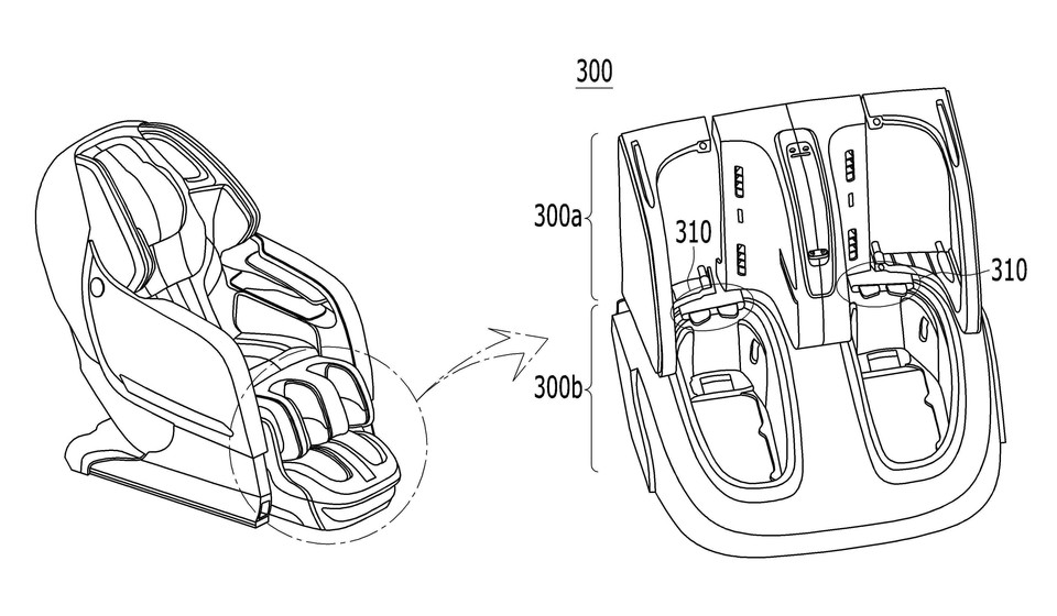 바디프랜드가 2020년 5월 22일 출원(출원번호 제1020200061596호)해 지난 9월 1일 등록(등록번호 제102572496호)을 받은 ‘체성분 및 심전계 정보 중 적어도 하나를 측정하는 마사지 장치 및 이의 제어 방법’이라는 특허의 대표 도면. 그림=키프리스