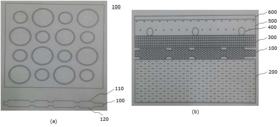 롯데건설의 발포 패드 특허 관련 평면·단면(a)과 발포 패드가 시공된 단면(b). 그림=키프리스