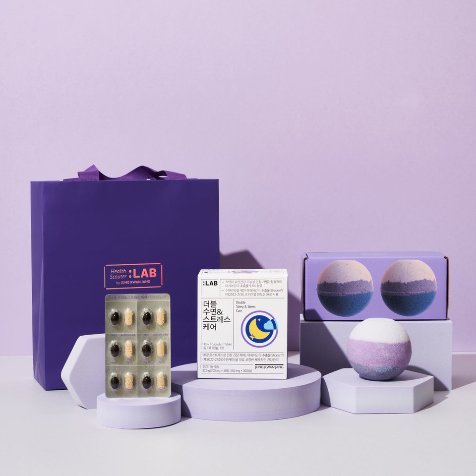 더블 수면&스트레스케어와 쿤달 버블 앤 스파클링 배쓰밤. 사진=KGC인삼공사