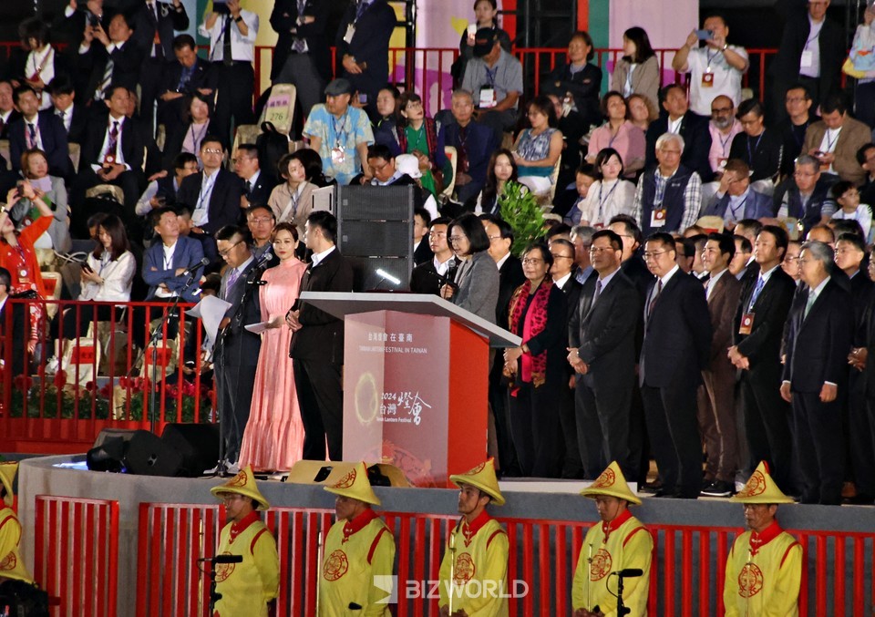 차이잉원 타이완 총통이 타이난 둥불축제에 참석해 축사를 하고 있다. 사진=손진석 기자