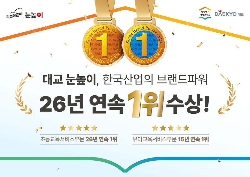 대교의 대표 브랜드 눈높이가 ‘2024 한국산업의 브랜드파워(K-BPI)’ 초등교육서비스 부문에서 26년 연속 1위에 선정됐다. 사진=대교