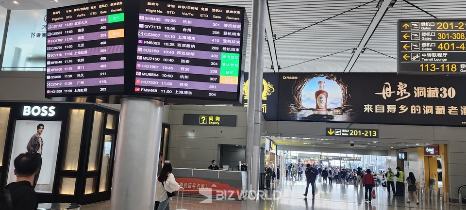 중국 상하이 푸동공항 모습. 사진=손진석 기자
