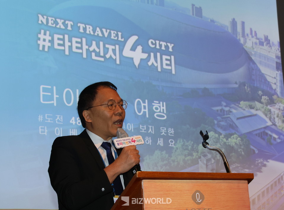 타이베이 관광전파국 왕추동 국장이 타이베이의 관광지에 대해 이야기하고 있다. 사진=손진석 기자