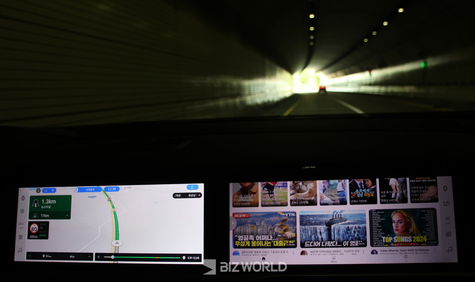 센터 및 조수석 디스플레이. 사진=손진석 기자