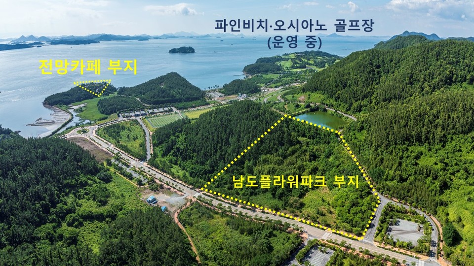 ]남도플라워파크 전망카페 골프장 실사사진(위치표시). 사진=한국관광공사