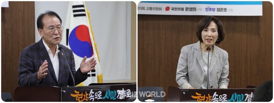 이종환 부의장(왼쪽)과 이숙자 운영위원장이 축사를 하고 있다. 사진=손진석 기자