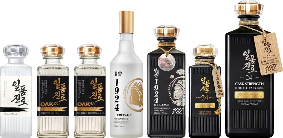 하이트진로의 ‘일품진로’가 국내 프리미엄 소주 성장을 이끌고 있다. 사진은 일품진로 라인업. 사진=하이트진로