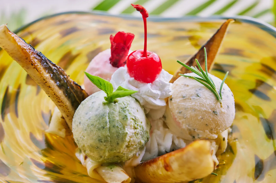 허브 아이스크림 ‘바나나 스플릿’. 사진=리조나레 괌 한국사무소