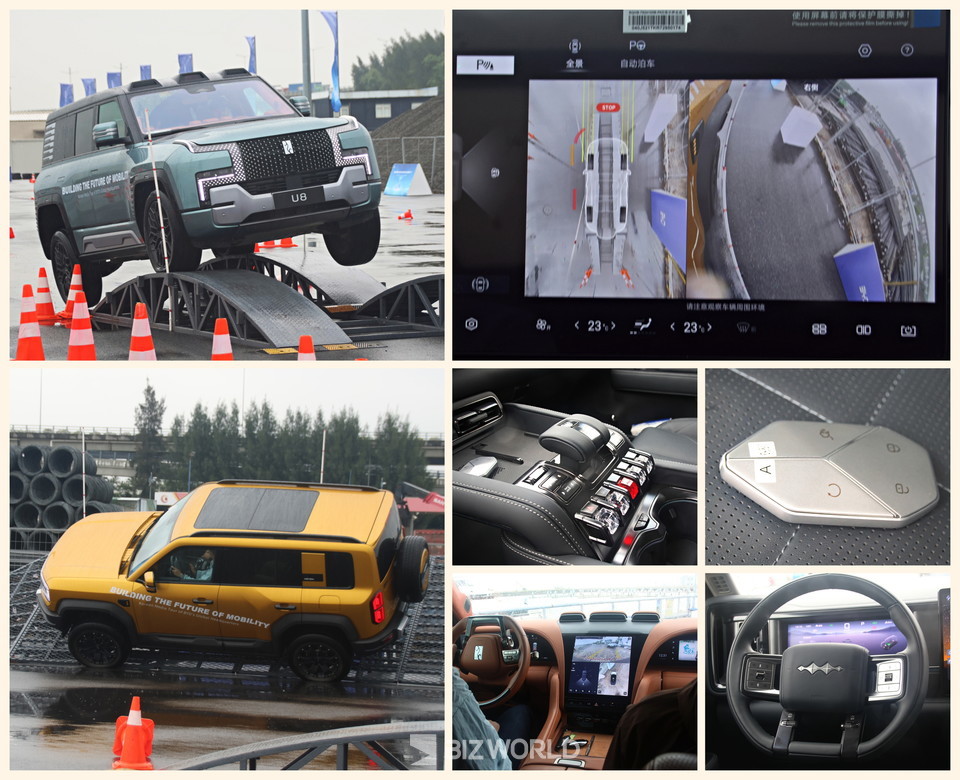 U8이 장애물을 통과하고 있다.(상단 왼쪽), 3D 모니터(상단 오른쪽), Bao 5 장매물 통과 모습(아래 왼쪽), Bao 5와 U8 실내 및 키. 사진=손진석 기자