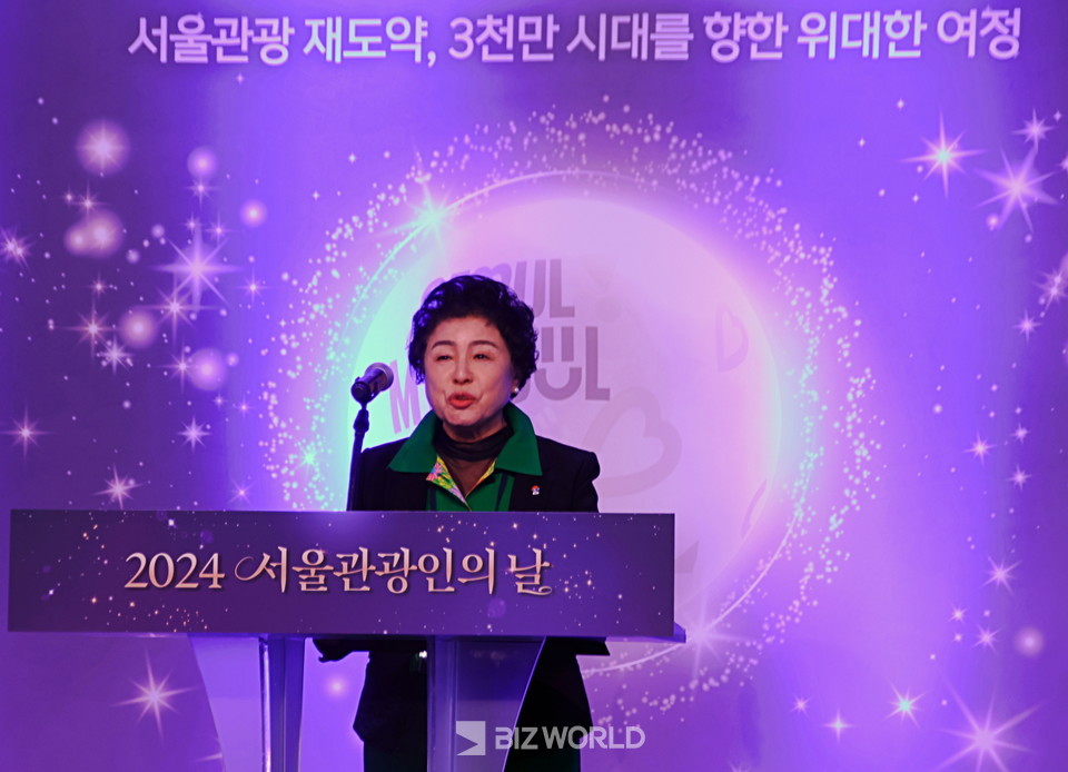 조태숙 서울시관광협회장이 환영사를 하고 있다. 사진=손진석 기자