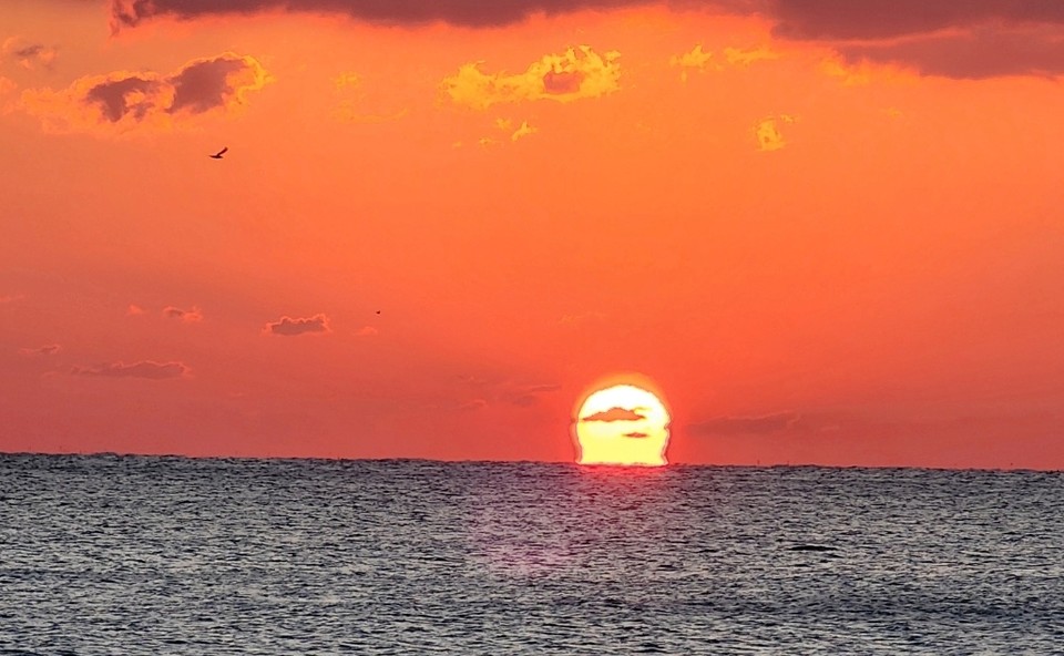 7시 42분 강원도 양양 인구해변 먼 바다에 힘차게 솟아 오르는 을사년의 첫해. 사진=조숭원