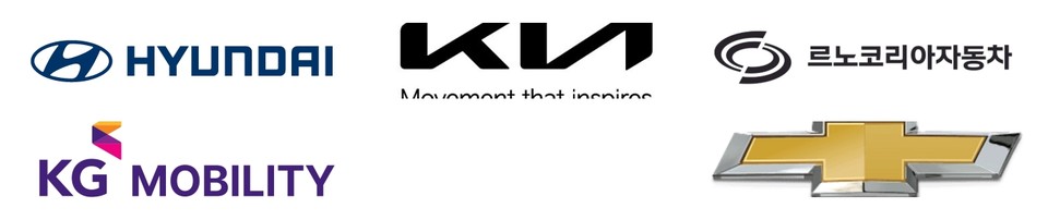 국내 제작차 5사 로고. 사진=각사 홈페이지 캡처