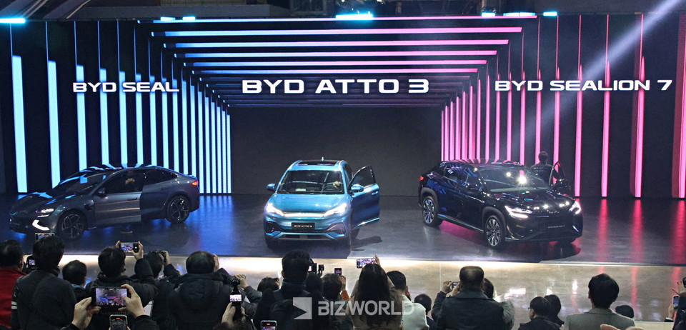 BYD 코리아 승용차 브랜드가 한국시장에 선보일 모델들. 사진=손진석 기자