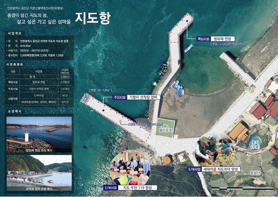 인천시(시장 유정복)는 지난 26일 해양수산부 주관 ‘2025년 어촌신활력 증진사업’ 공모에서 옹진군 지도항이 최종 대상지로 선정됐다고 27일 밝혔다. 사진=인천시