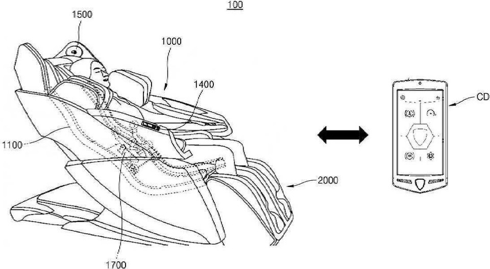 바디프랜드가 2024년 4월 9일(출원번호 제1020240047902호)해 같은해 12월 5일 등록을 받은 ‘독립적으로 구동되는 다리 마사지부를 포함하는 마사지 장치 특허(MASSAGE APPARATUS HAVING INDIVIDUALLY DRIVEN LEG MASSAGE UNIT, 등록번호 제102741134호)’의 대표 도면. 그림=키프리스이 특허는 았다.