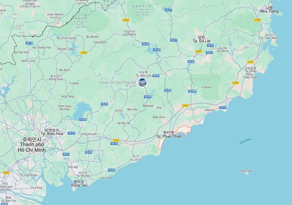 베트남 빈투언성 판티엣 시 위치. 사진=구글맵 캡처