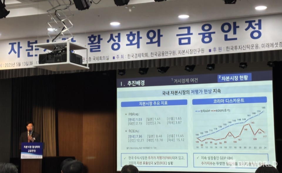 13일 오후 서울 중구 은행회관에서 열린 '자본시장 활성화와 금융안정' 세미나에서 김소영 금융위원장이 기조연설을 하고 있다. 사진=최희우 기자