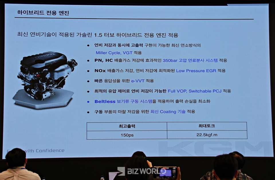 가솔린 1.5 터보 하이브리드 전용엔진 설명. 사진=손진석 기자
