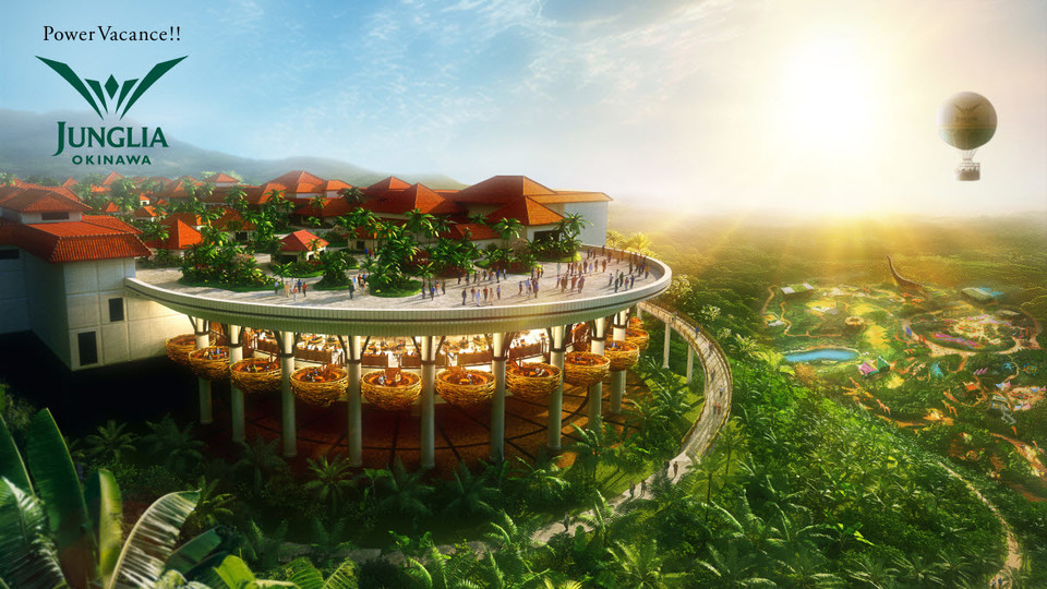 정글리아 오키나와 식당가가 있는 인피니티 테라스(Infinity Terrrace)를 보여주는 키비주얼. 사진=정글리아 오키나와