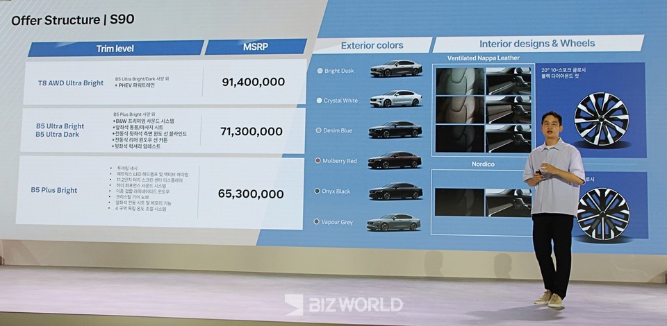 정승원 볼보자동차 프로덕트 매니저가 상품설명을 하고 있다. 사진=손진석 기자