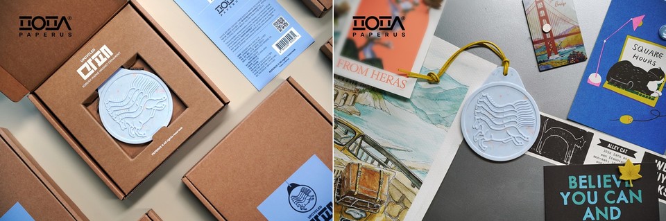 통합 브랜딩 솔루션 에이전시 ‘㈜썸코리아(대표 백지희)’가 운영하는 브랜드 ‘페이퍼어스’의 ‘업사이클링 마패 오너먼트 마그넷’ 제품이 최근 국립박물관문화재단의 공식 굿즈를 선발하는 ‘2025 뮷즈(뮤지엄+굿즈) 정기공모’에 선정됐다고 23일 밝혔다. 사진=썸코리아