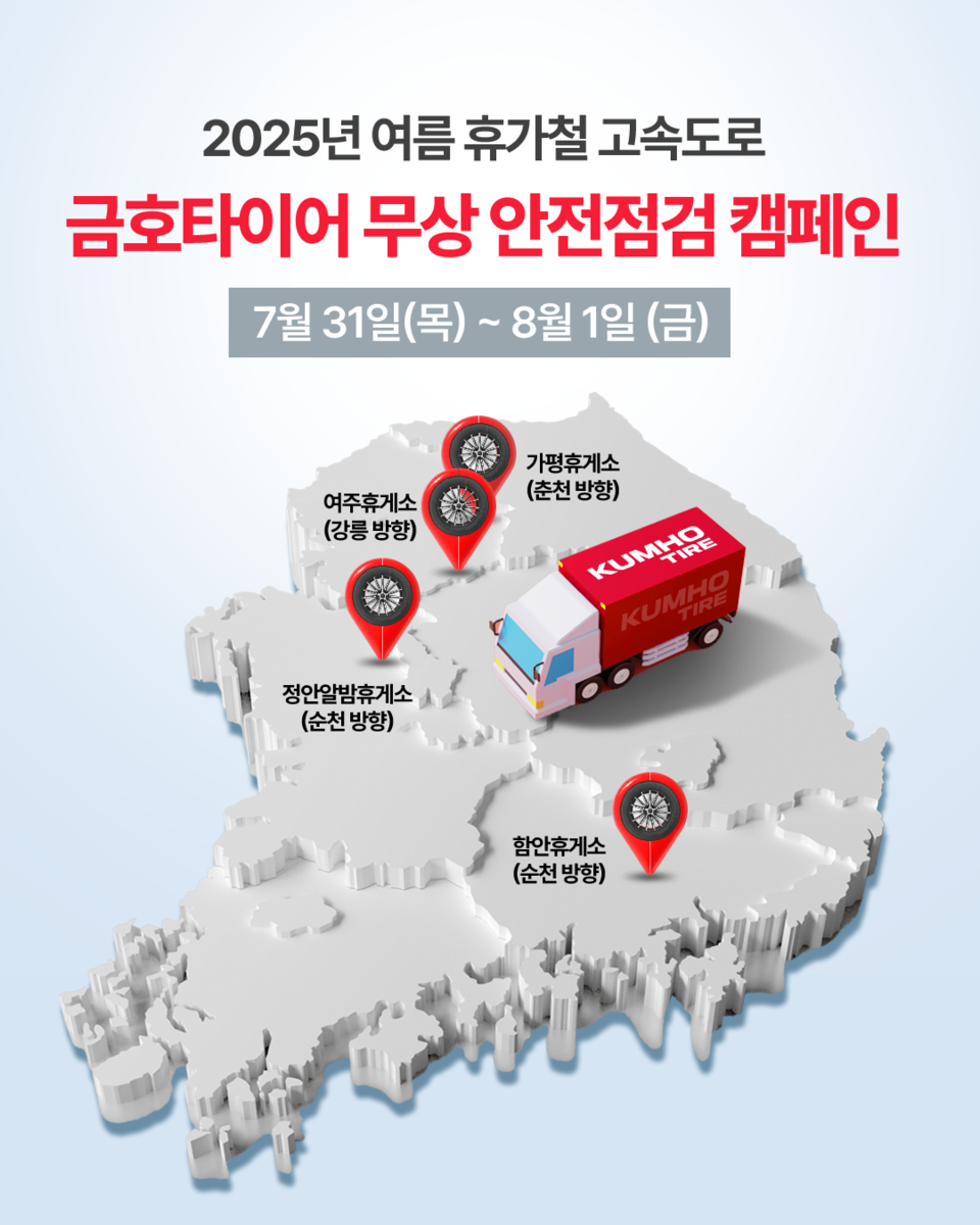 금호타이어가 여름 휴가철 맞아 고속도로 안전점검 캠페인을 실시한다. 사진=금호타이어