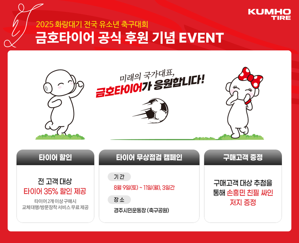 금호타이어rk ‘2025 화랑대기 전국 유소년 축구대회’를 후원한다. 사진=금호타이어