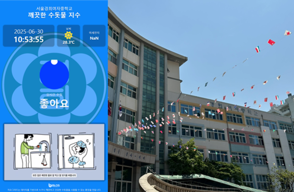 경희여자중학교에 설치된 건물 전용 정수 시스템 '블로스(BLOS-Building Oasis)'. 사진=지오그리드