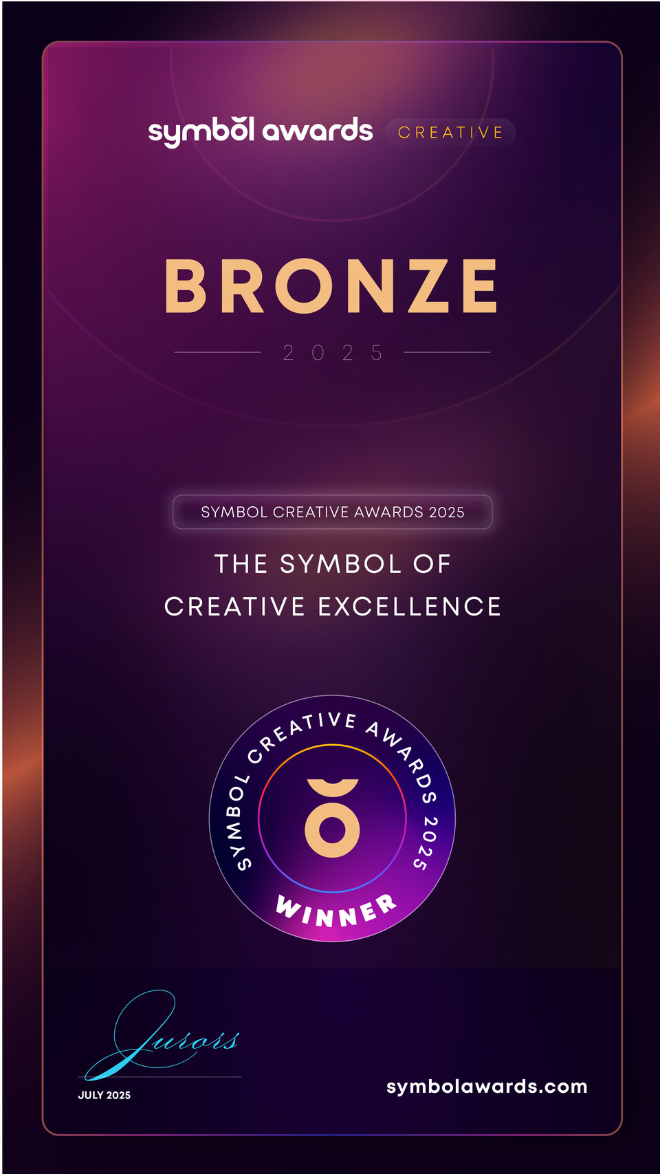 심볼 크리에이티브 어워즈 2025 (Symbol Creative Awards) ‘축제’ 부문 동상(Bronze) 수상 인증서. 사진=서울관광재단