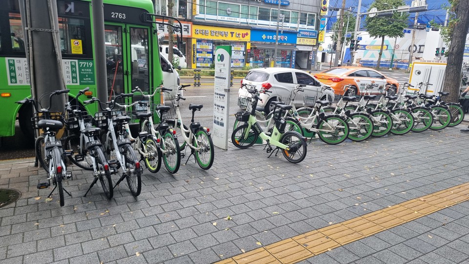 따릉이 무단주차 모습. 사진=성흠제 서울시의원