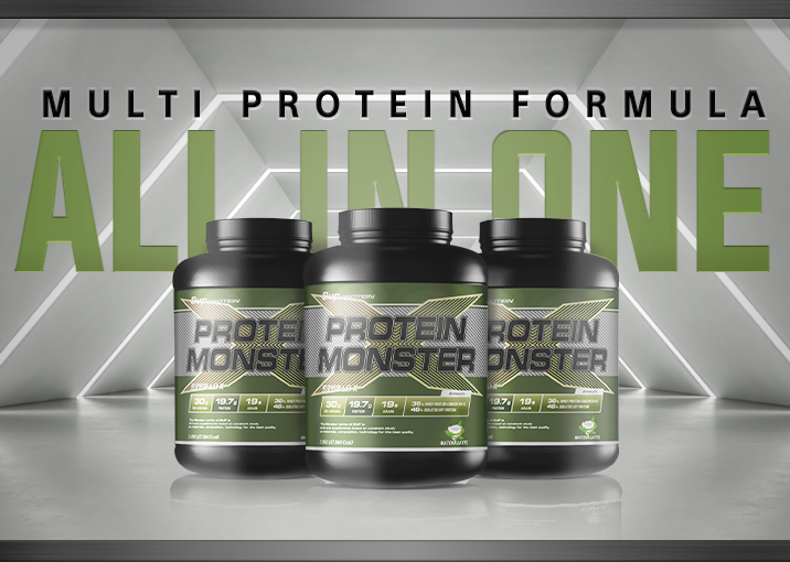 스포츠 뉴트리션 브랜드 ‘BUP(비유피)’가 단백질 보충제 라인 ‘프로틴몬스터 X’의 신제품 말차라떼맛을 최근 선보였다고 밝혔다. 사진=BUP