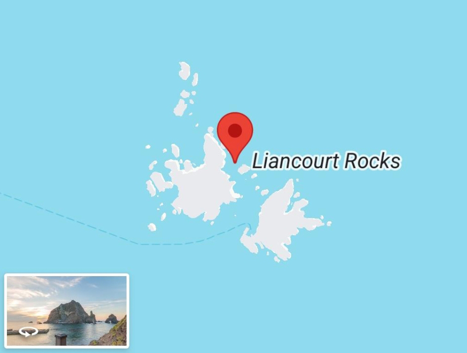 전 세계 42개국 구글 지도에서는 독도를 '리앙쿠르 암초'(Liancourt Rocks)로 잘못 표기. 사진=성신여대 창의융합학부 서경덕 교수팀