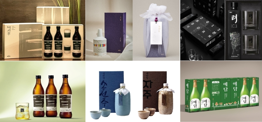 국순당은 추석을 맞아 다양한 우리술 선물세트를 선보인다. (위 왼쪽부터 시계방향) 백세주 VIP 선물세트, 백세고, 려 2013 本 세트, 차례주 예담 세트, 법고창신 선물세트, 백세주 온더락 잔 선물세트. 사진=국순당