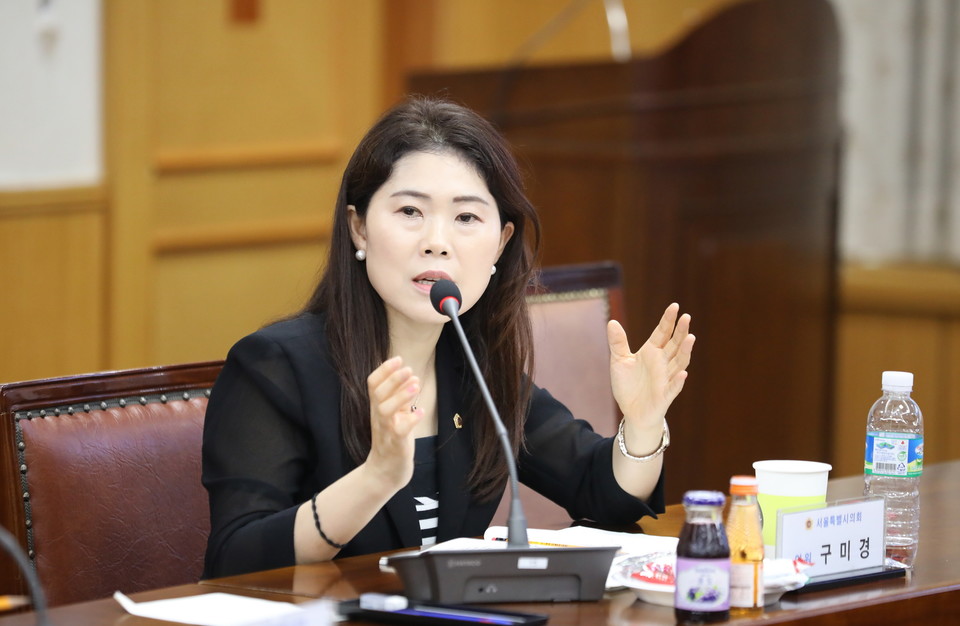 구미경 시의원이 행정사무감사에서 질문을 하고 있다. 사진=서울시의회