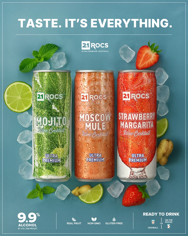 미국 현지에서 ‘가장 인기 있는 RTD 칵테일 중 하나’로 평가받고 있는 와인 베이스 프리미엄 RTD 브랜드 ‘21ROCS(투애니원록스)’가 국내 최초로 GS25를 통해 공식 출시한다고 밝혔다. 사진=21ROCS