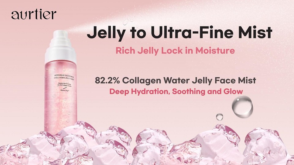 콜라겐 젤리 제형이 미세 미스트로 변하며 피부에 깊은 보습을 전달한다. 사진=오르띠에